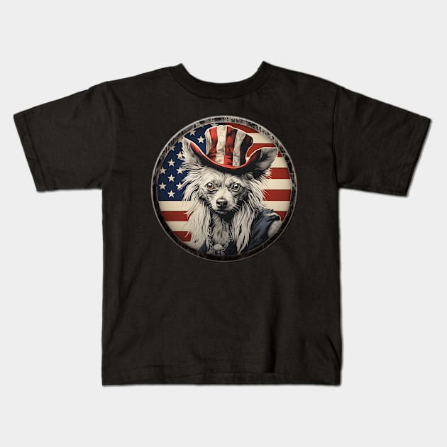 Patriotic Chinese Crested Kids T-Shirt by NatashaCuteShop